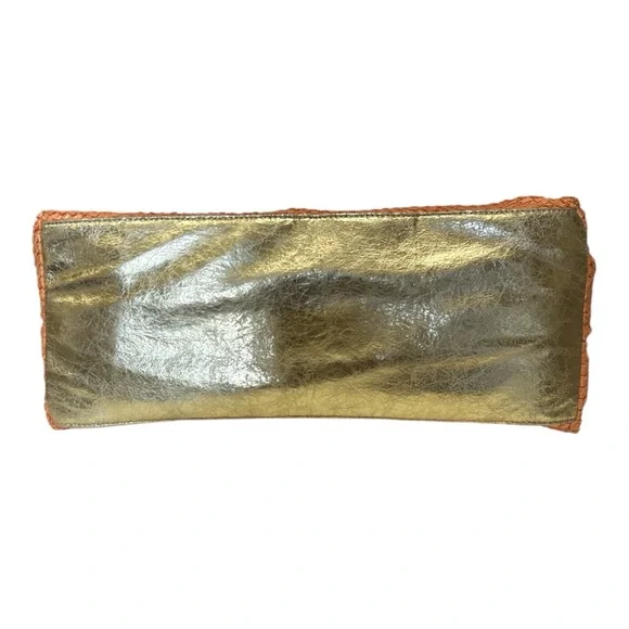 Big Buddha Tote Bag Coral Textured Pattern Gold Trim - Picture 8 of 15